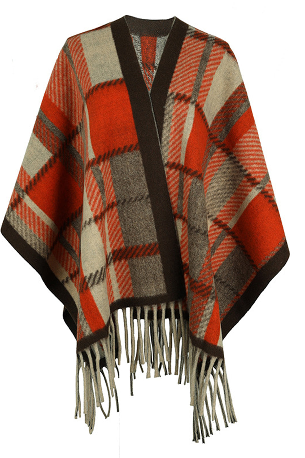 Cloak Sleeve Fringe Detail Poncho