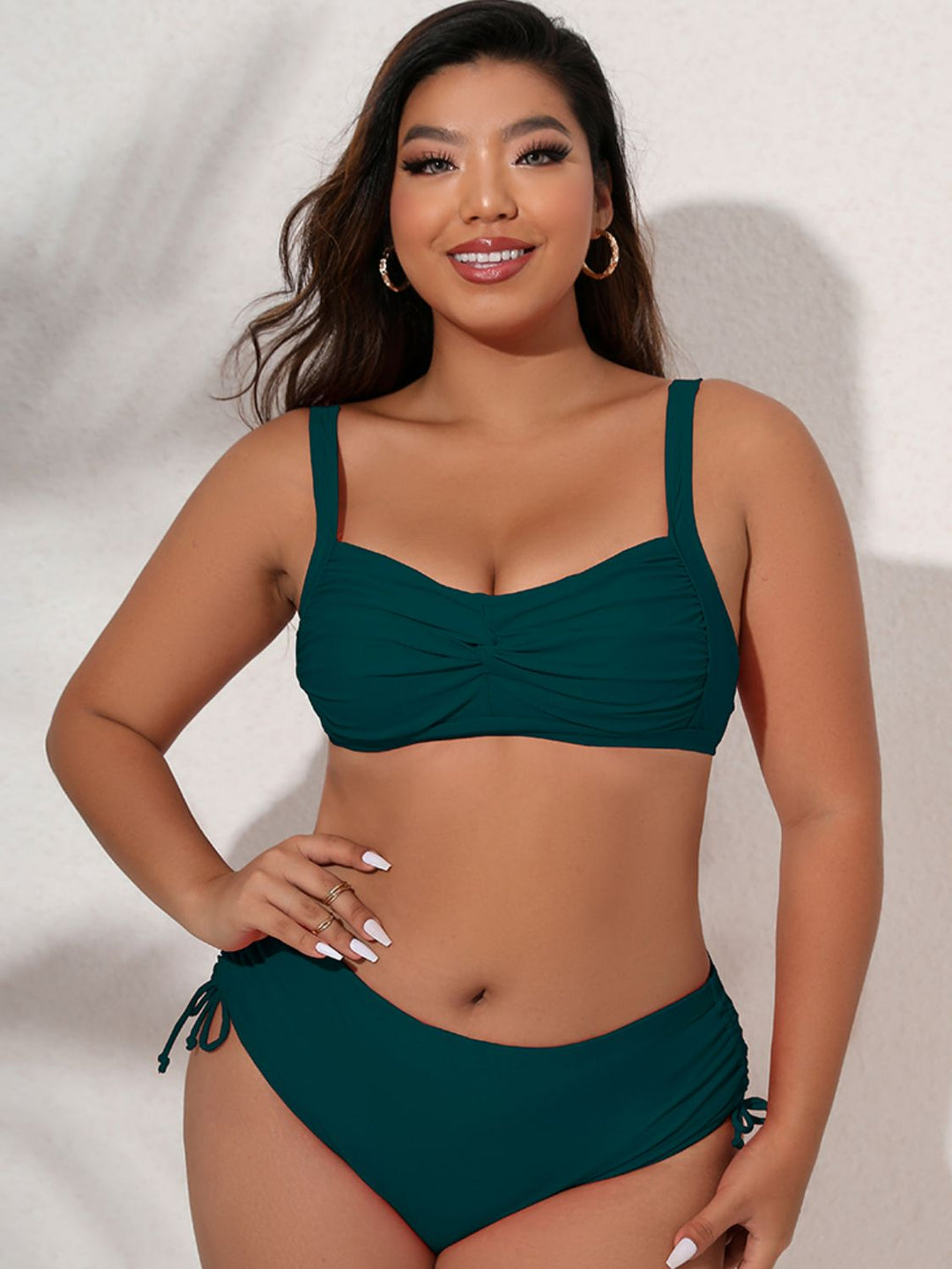 Plus Size Twist Front Tied Bikini Set