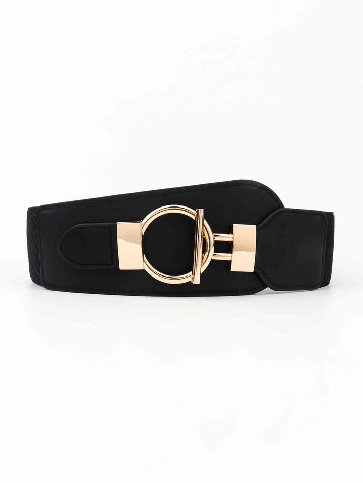 PU Elastic Wide Belt with Alloy Buckle