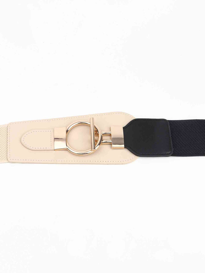 PU Elastic Wide Belt with Alloy Buckle