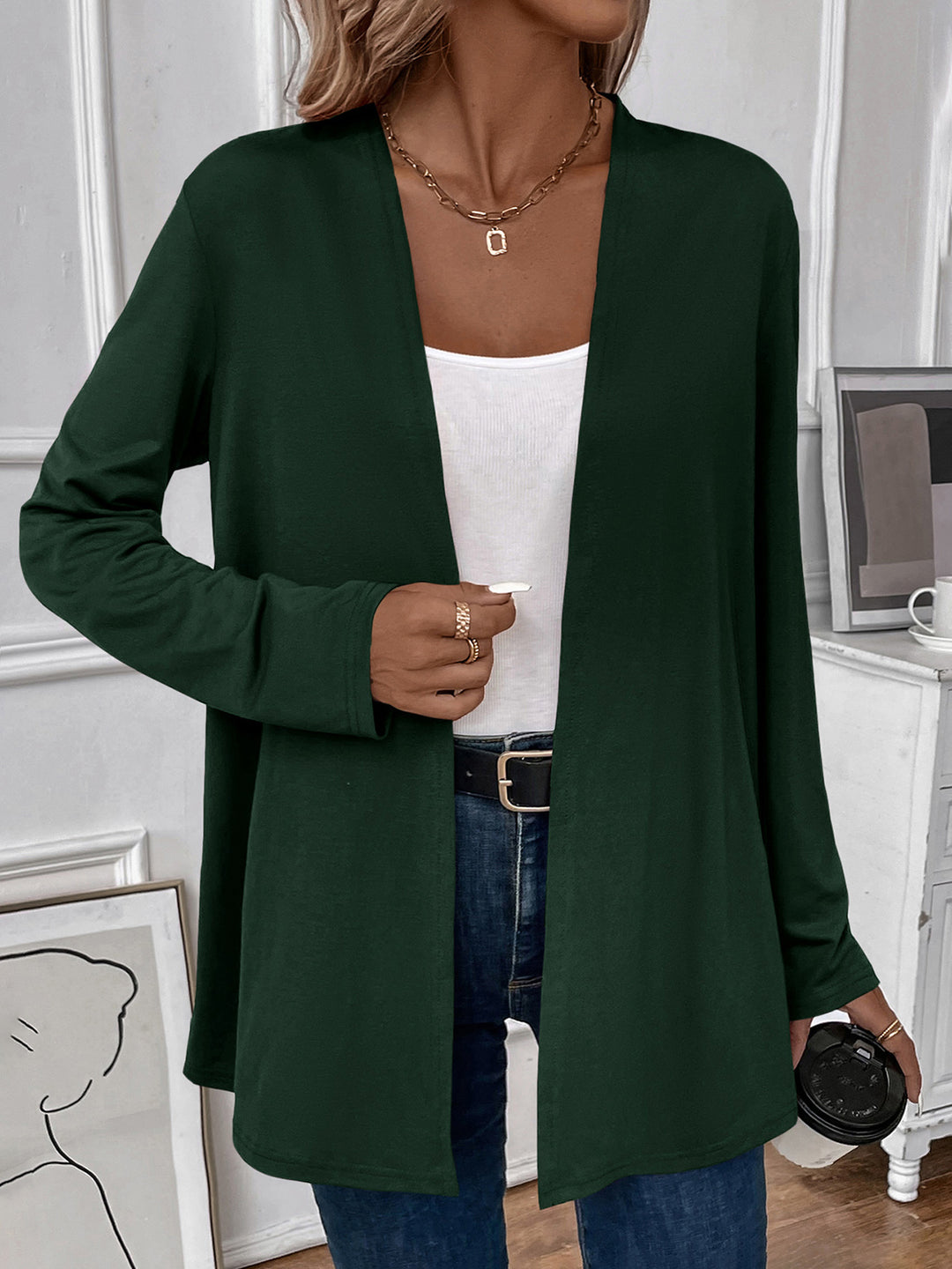 Open Front Long Sleeve Cardigan