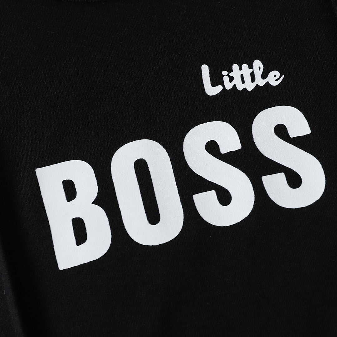 LITTLE BOSS Round Neck Long Sleeve Tee and Pants Set