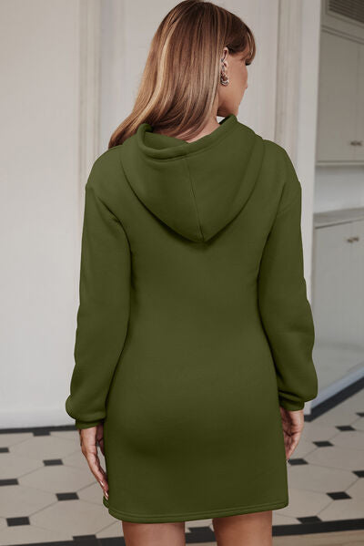 Drawstring Long Sleeve Hooded Dress