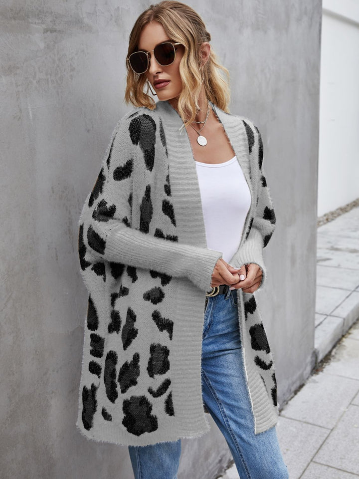 Leopard Pattern Fuzzy Cardigan