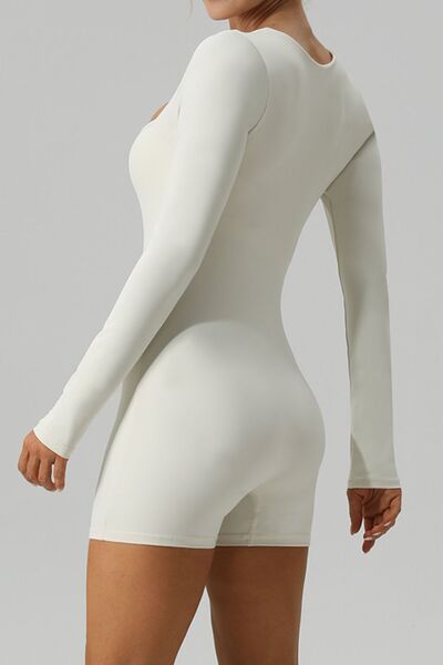 Square Neck Long Sleeve Active Romper